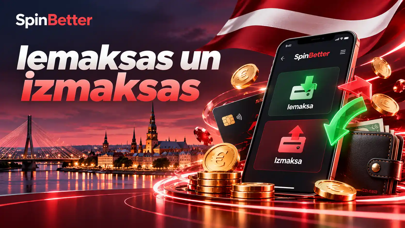 SpinBetter kases ekrāns ar pogām Iemaksa un Izmaksa un eiro monētām